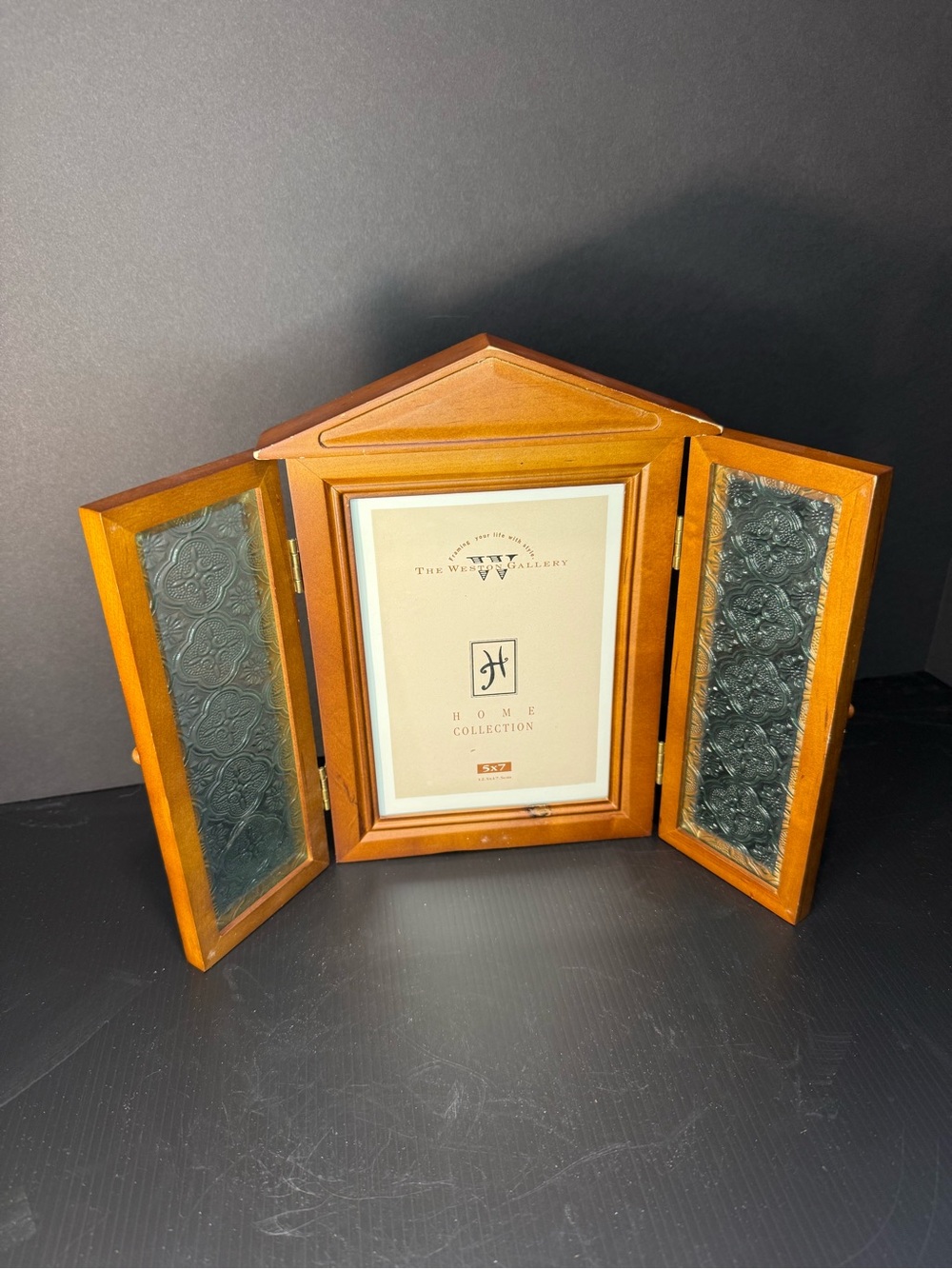 Vintage Weston Gallery Triptych shutterWooden Photo Frame in with Textured Glass